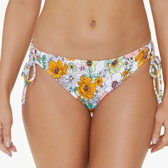 NWT Raisins Flower Child Sweet Side Textured Floral Side Tie Bikini Size L - Picture 1 of 12